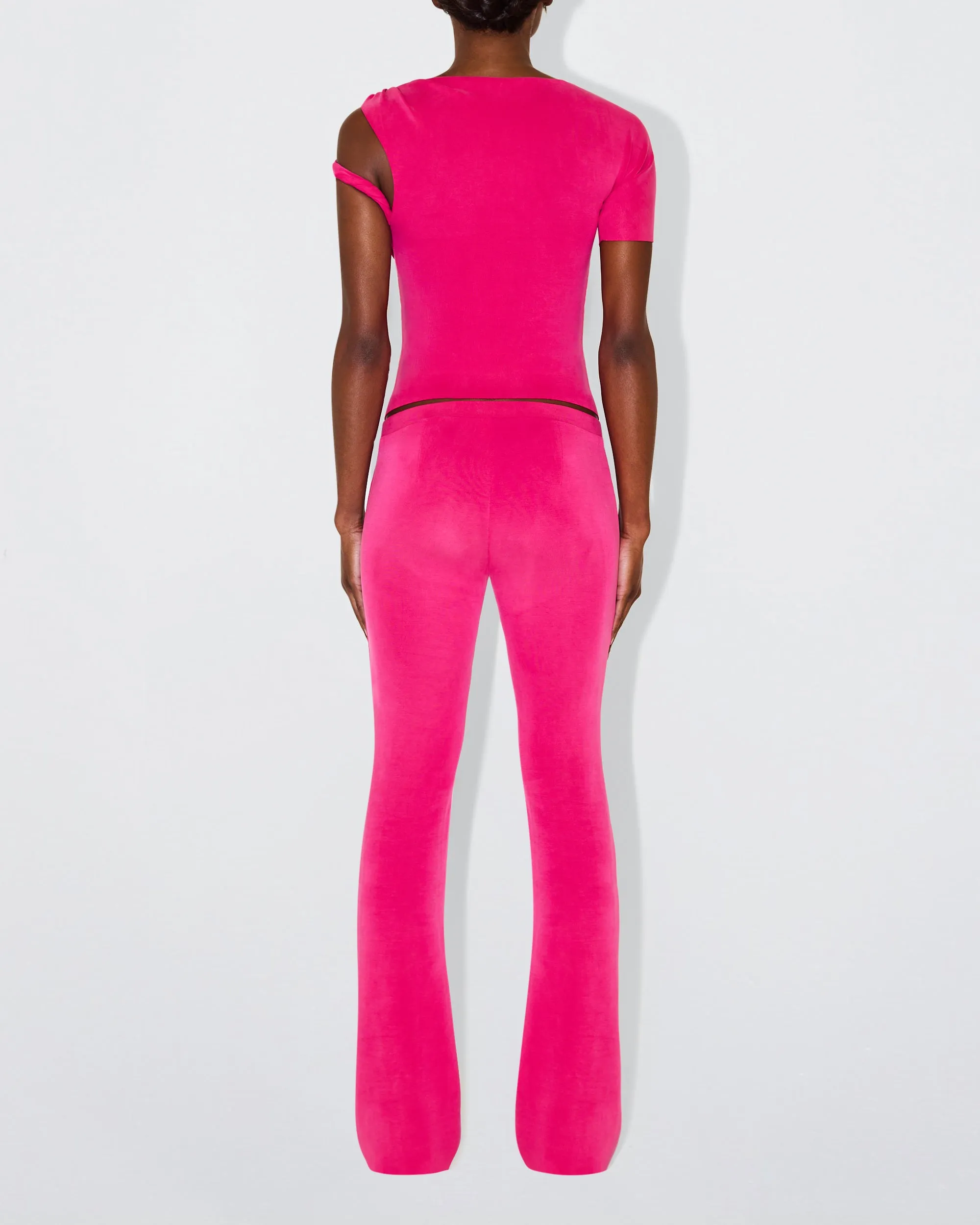 Sueded Stretch Low Rise Pant | Fuchsia