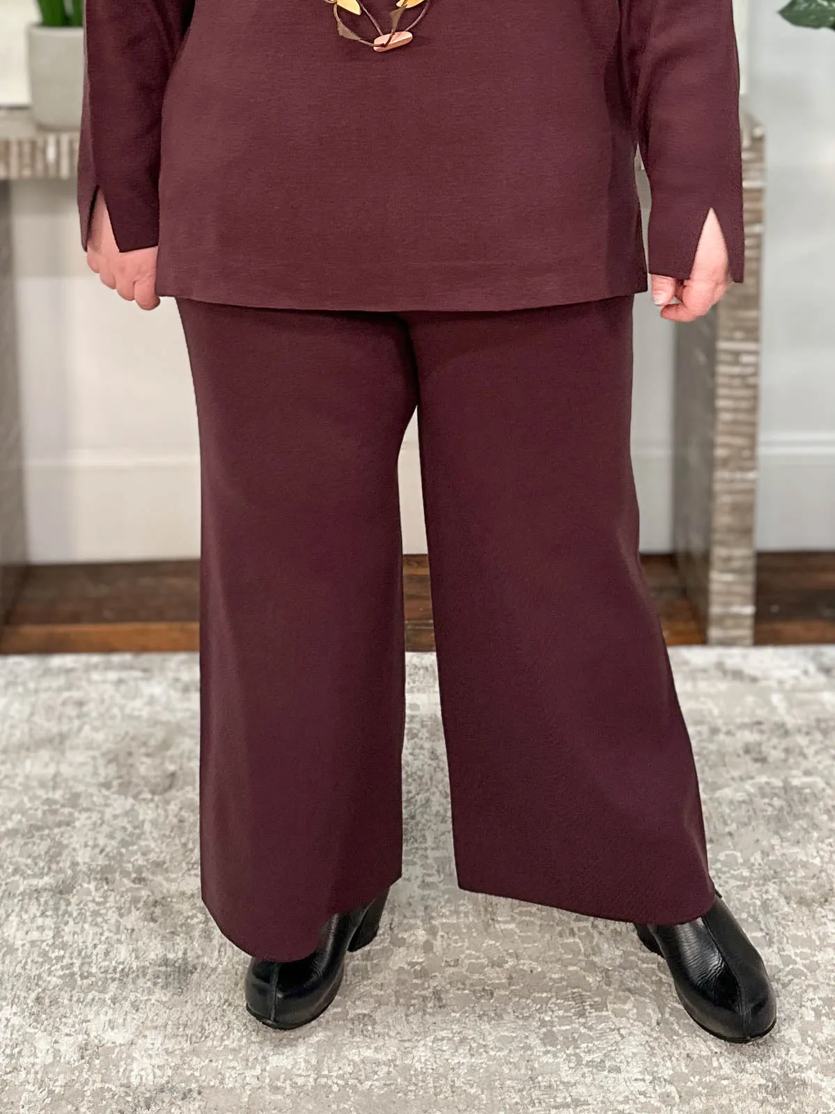 Sweater Knit Crop Pant, Plum