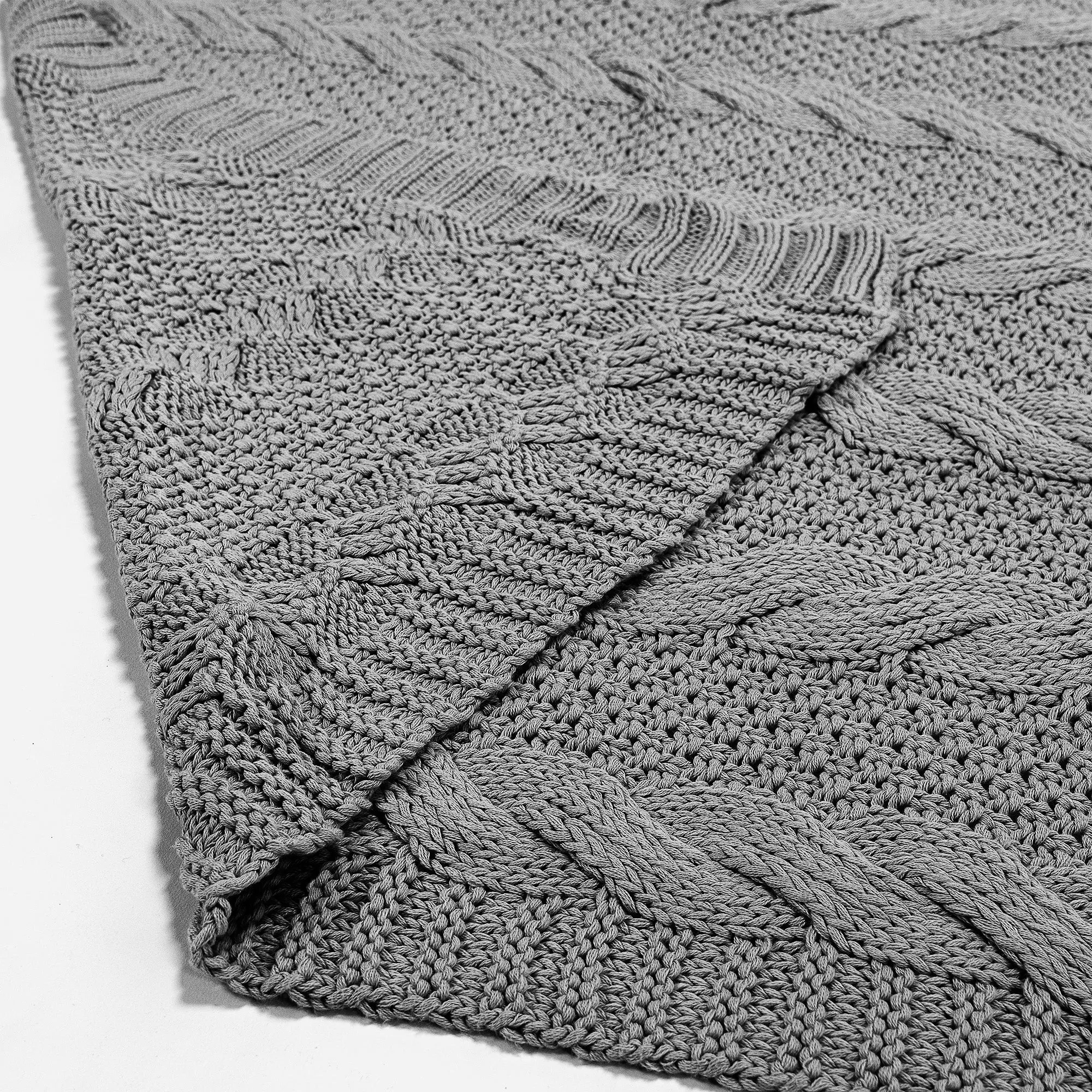 Throw / Blanket - Knitted Cable Grey