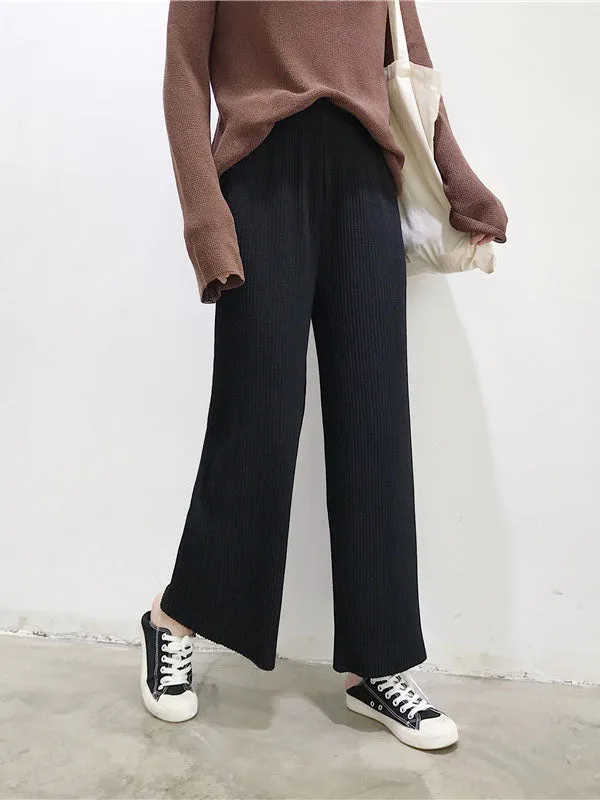 Urban Loose Wide Leg Solid Color Pants