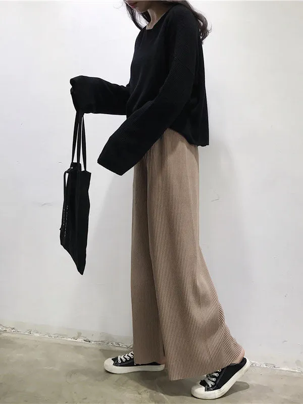 Urban Loose Wide Leg Solid Color Pants