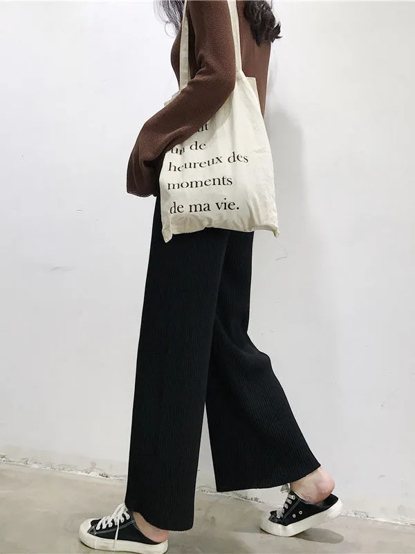 Urban Loose Wide Leg Solid Color Pants