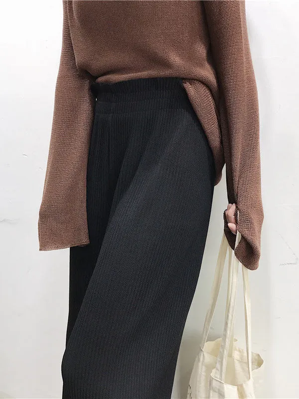 Urban Loose Wide Leg Solid Color Pants