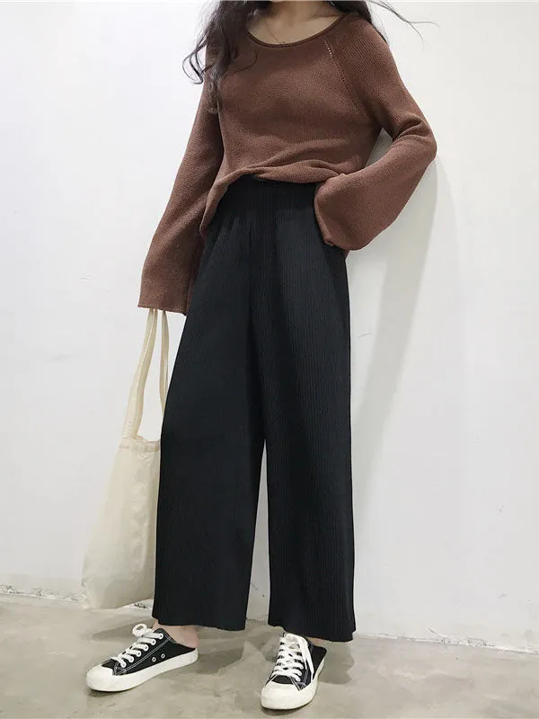 Urban Loose Wide Leg Solid Color Pants