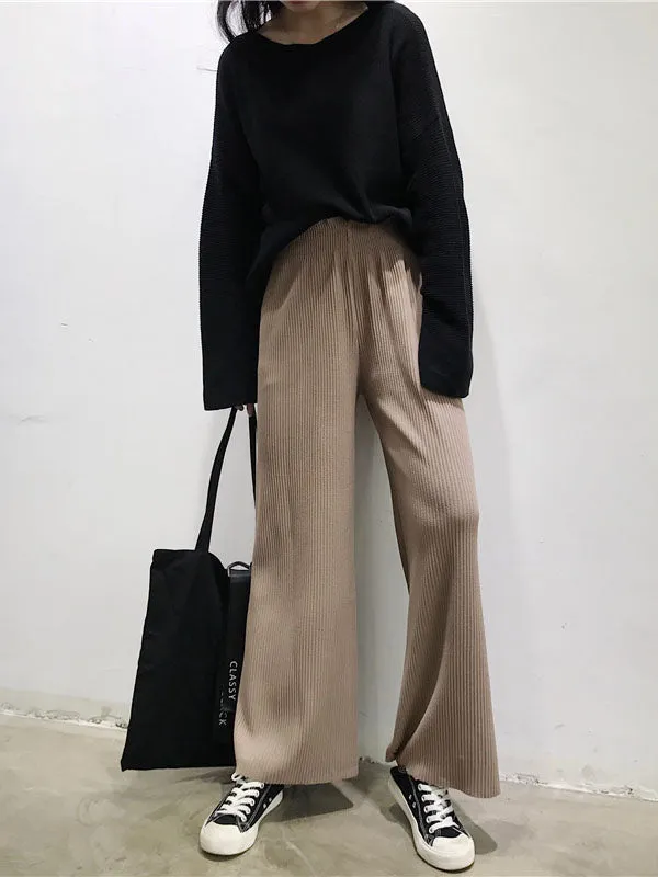 Urban Loose Wide Leg Solid Color Pants