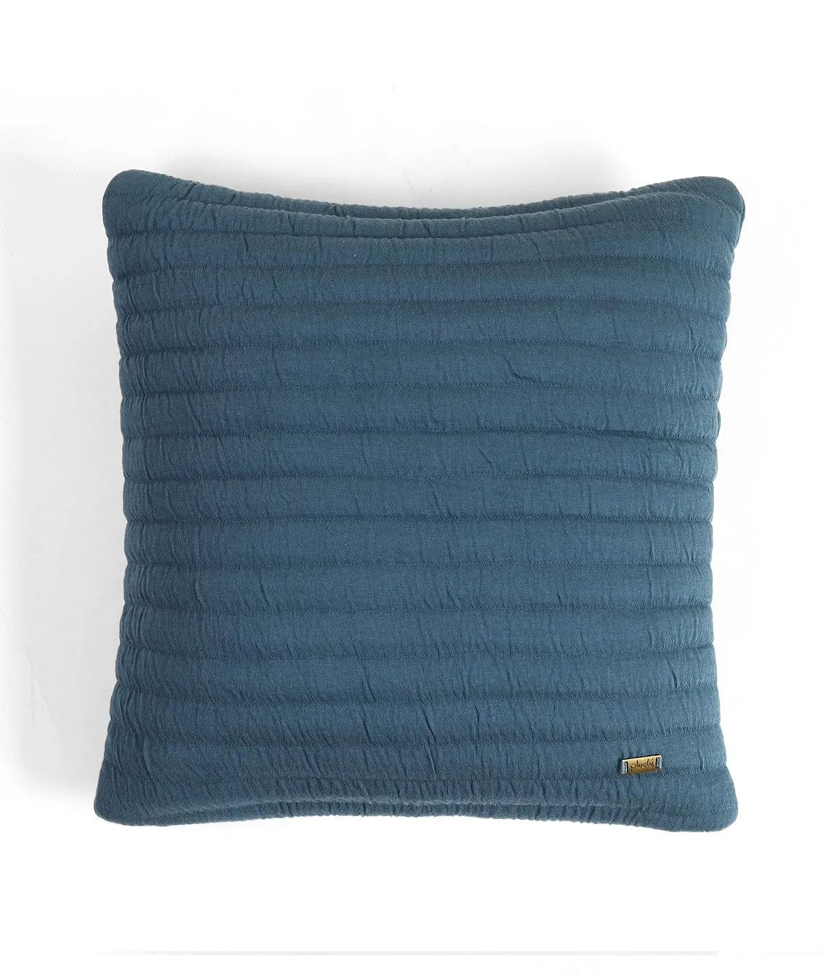 Waseme Steel Blue & Cadet Blue Cotton Knitted Quilted Decorative 18 X 18 Inches Cushion Cover