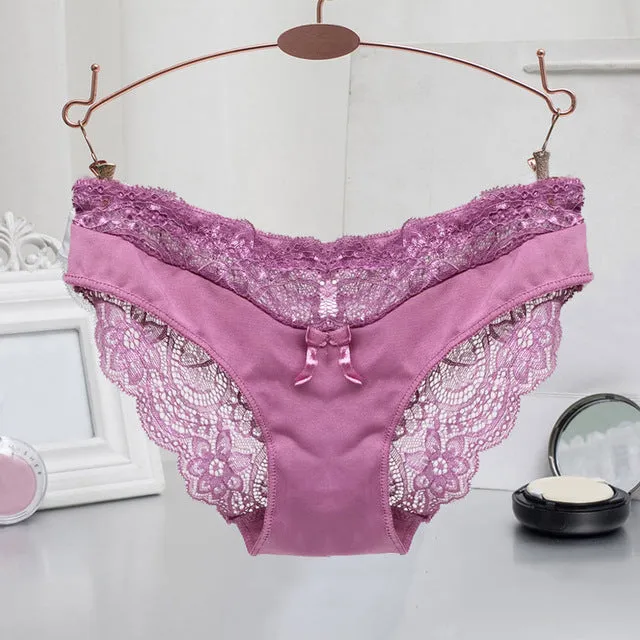 Women Sexy Lace Panties , Women's Low Waist Cotton Briefs Underwear G-Strings Thongs