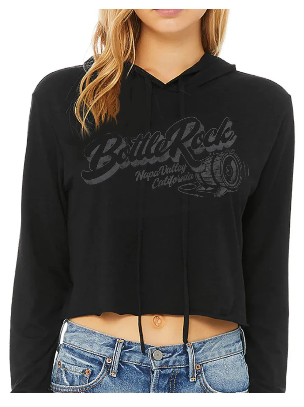 WOMEN’S CROPPED HOODIE: JET BLACK (17W)