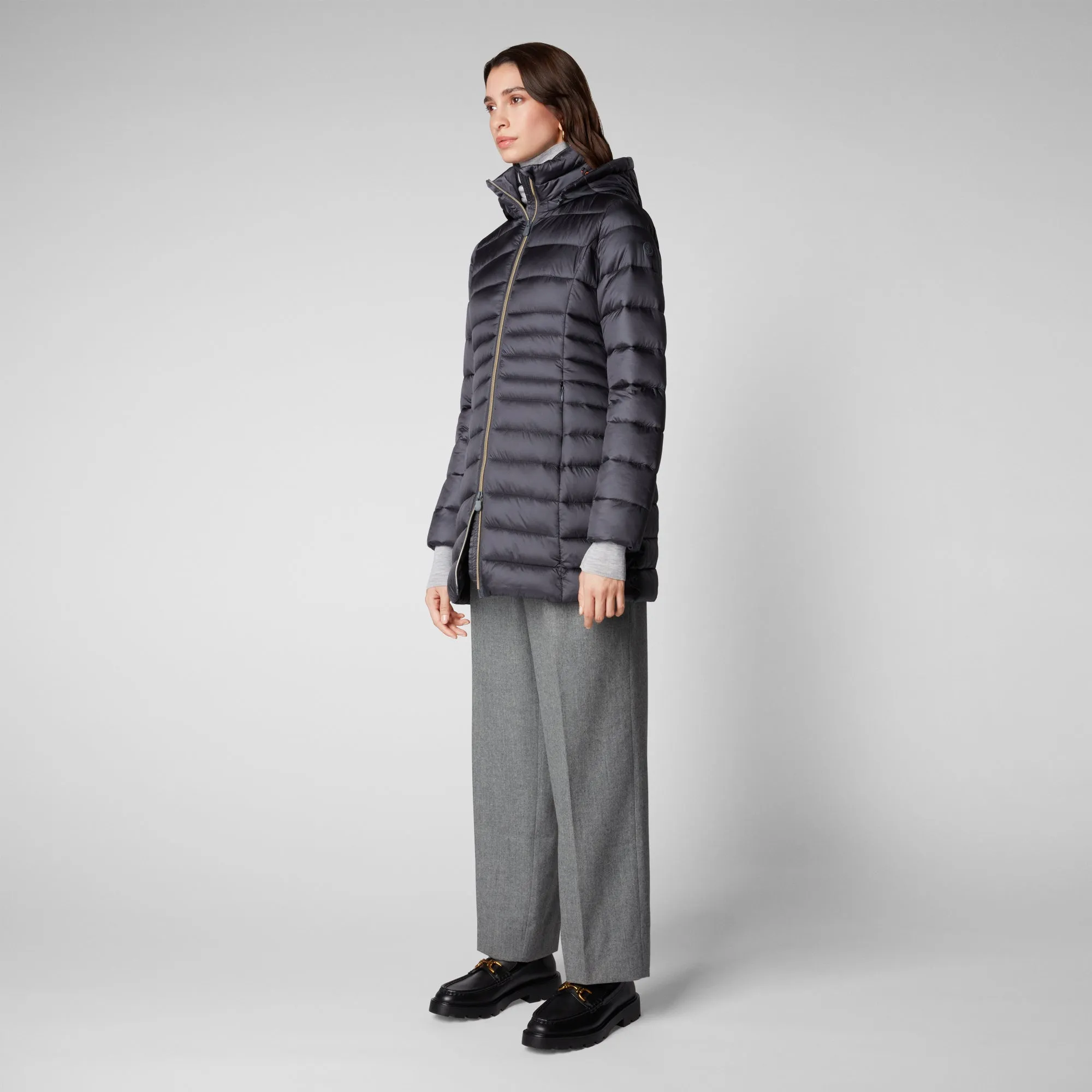 Women's Reese Hooded Puffer Coat in Ebony Grey