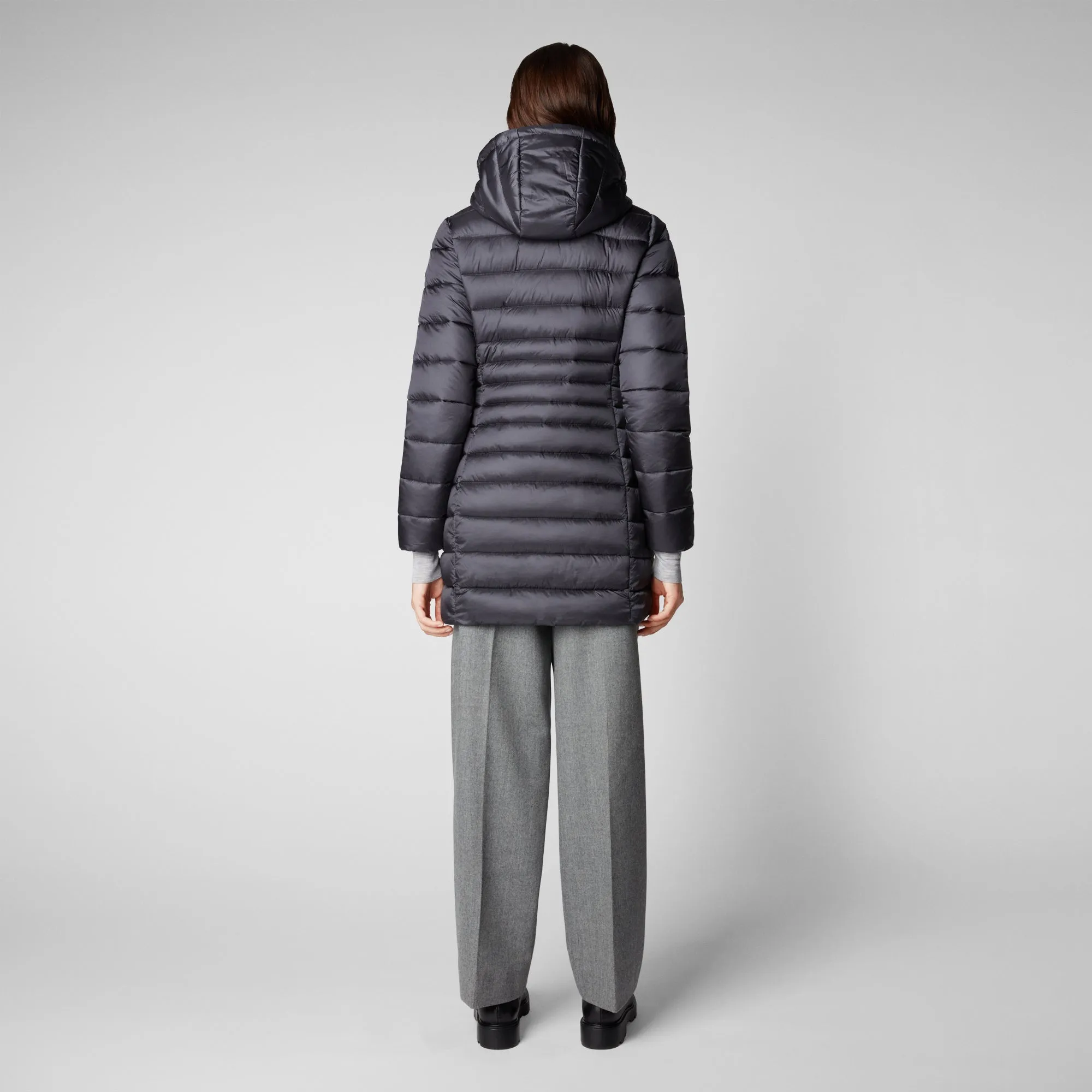 Women's Reese Hooded Puffer Coat in Ebony Grey